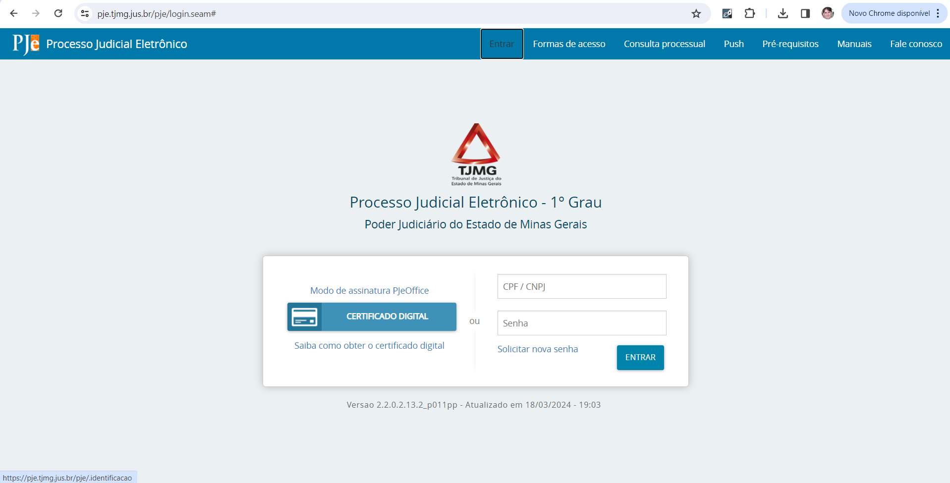 Erro ao acessar o PJE do Tribunal: PjeOffice está indisponível ou não ...